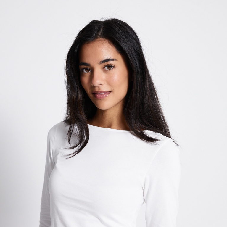 Boat neck 3/4 sleeve top "Desire" White